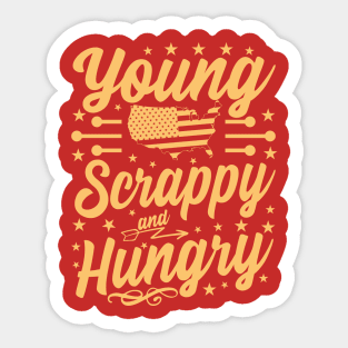 Young Scrappy and Hungry USA Patriotic Sticker